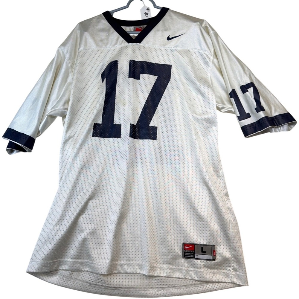 Nike Team Football Jersey White Navy Blue Number 17 Mens Large Mesh Dazzle